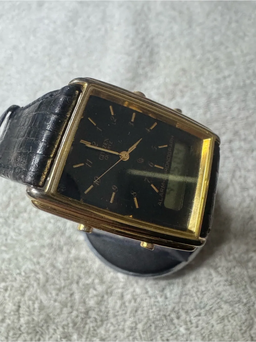 Citizen Gold-Tone Case Black Dial Alarm Chronograph Watch